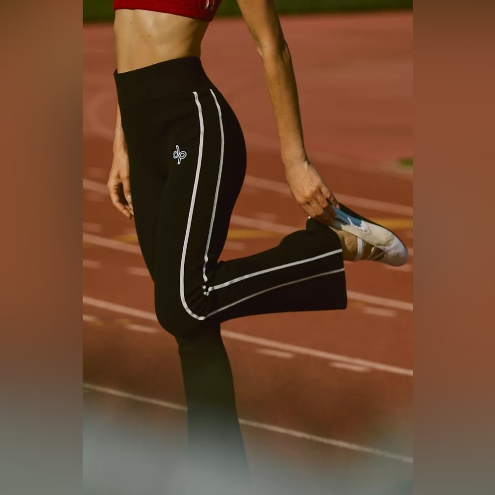 Daily Practice Side-Striped Flared-Leg Sweatpants - Black & White - Large - NWT